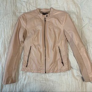 Express Moto Leather Jacket Blush S